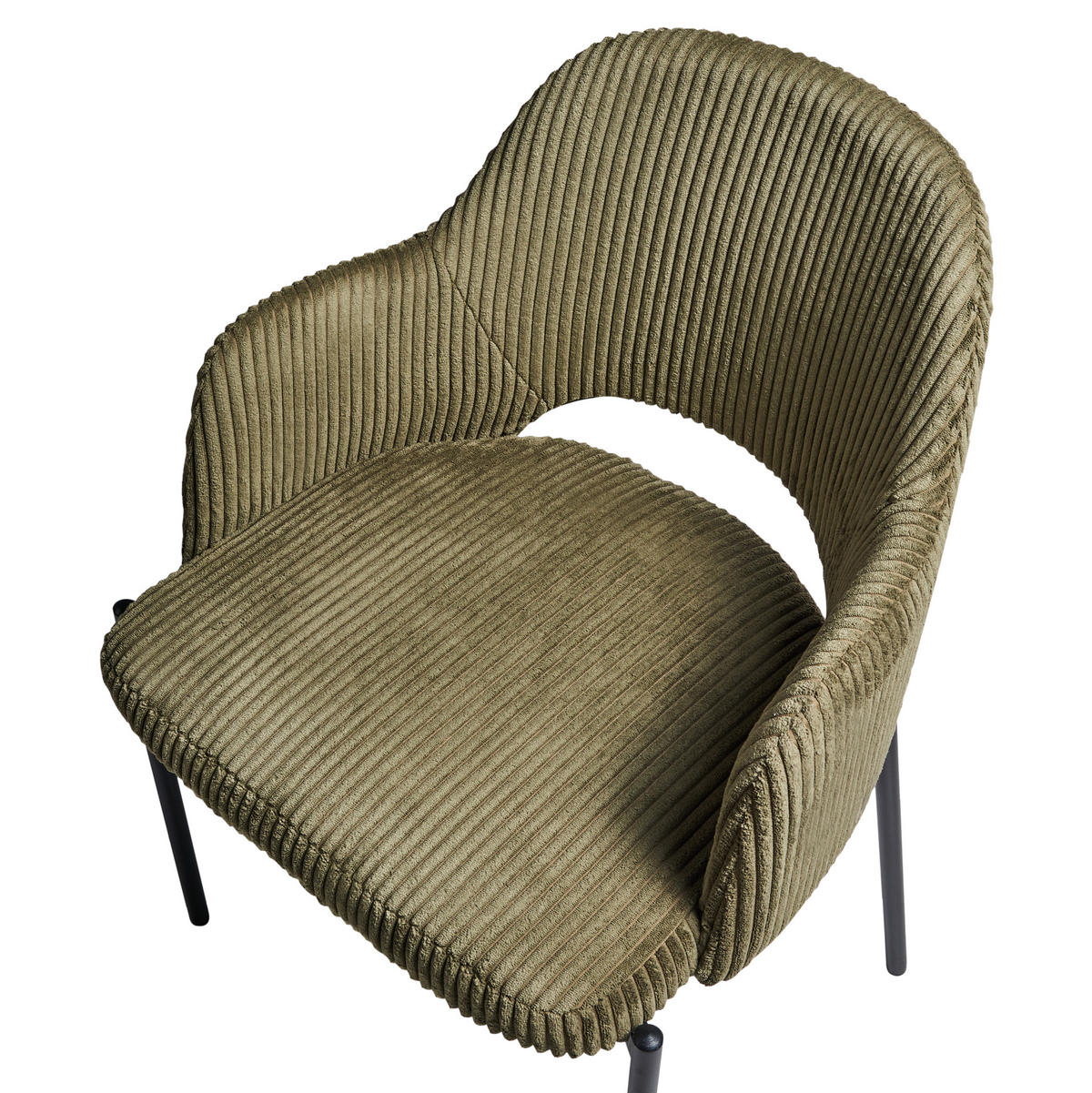 ESSZIMMERSTUHL 2er-Set Olivgrün Raton - Schwarz/Grün, Textil (53/81/55cm) - Beliani