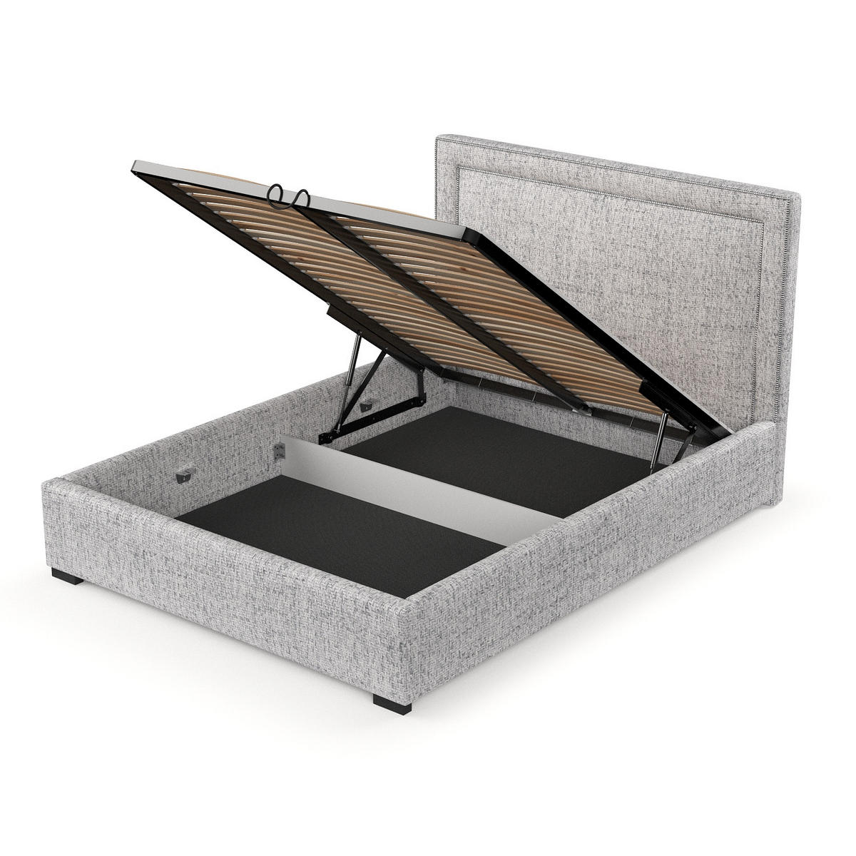 POLSTERBETT Como Hellgrau 140/200 cm im Webstoff - Hellgrau/Schwarz, Holz/Holzwerkstoff (140/200cm) - Maison de Reve