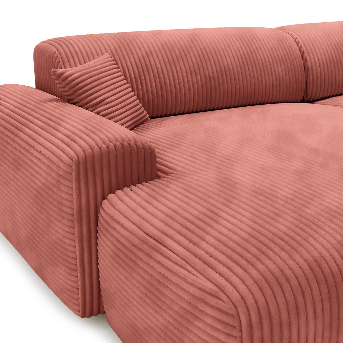 ECKSOFA mit Longchair - Cord - Schwarz/Altrosa, Kunststoff/Textil (284/178cm) - home24