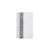 KLEIDERSCHRANK Sally in Weiß und Beton – Eckkleiderschrank - Weiß, Holzwerkstoff (80/200/120cm)