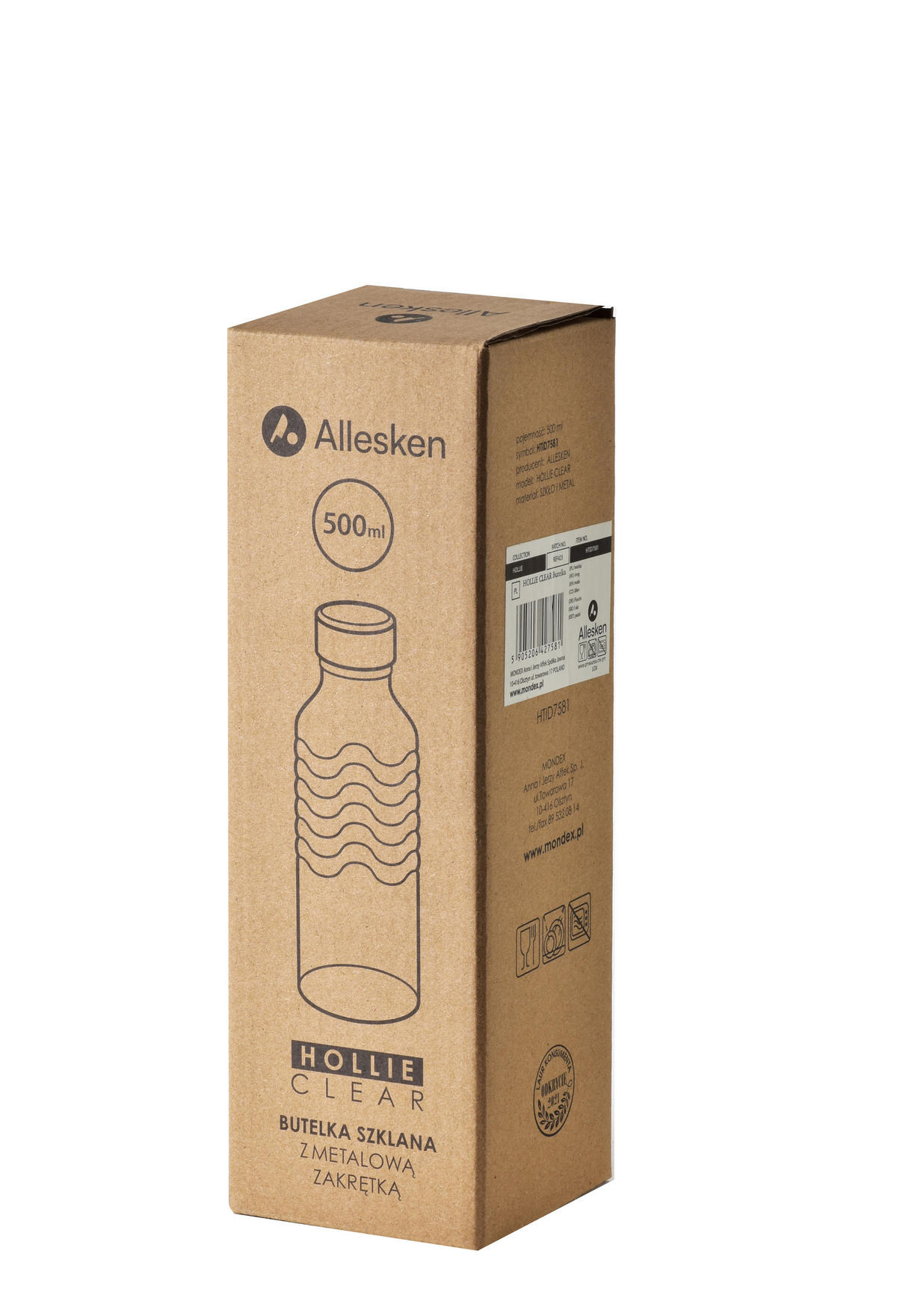 FLASCHE Hollie Transparent 7.5/7.5/23.5 cm Glas - Transparent, Glas (0.5L) - Mondex