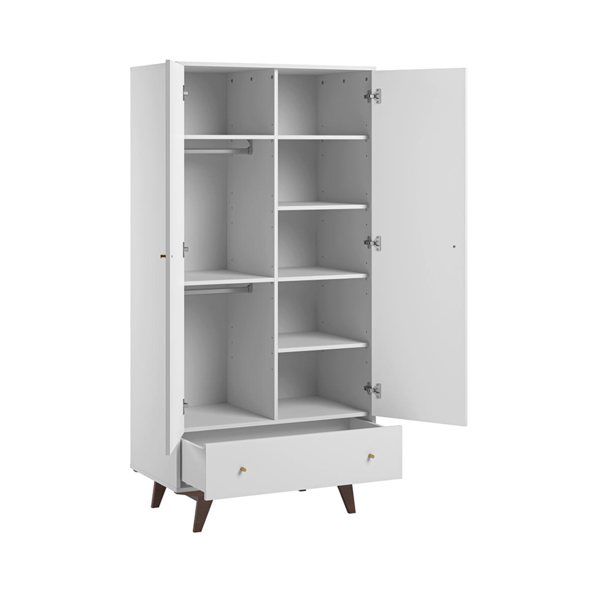 SKRIŇA 2 dvere Mid Biela a drevo - biela, kompozitné drevo (90/185/50cm) - Petits-meubles
