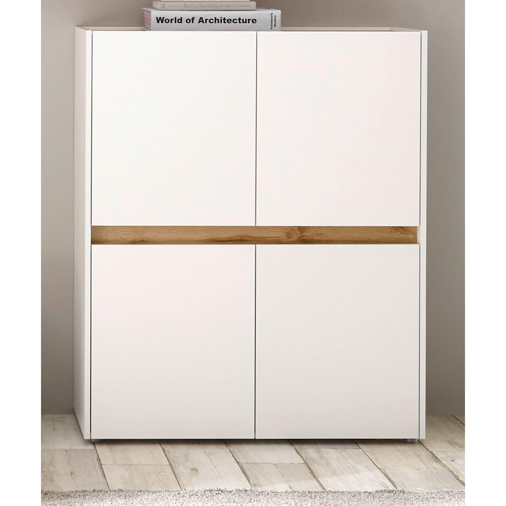 Thumbnail - Furn.Design Aktenschrank, Weiß, Eiche Wotan, Holzwerkstoff, Nachbildung,Eiche, Uni, Holz Optik, 4 Fächer, Rechteckig, 10...