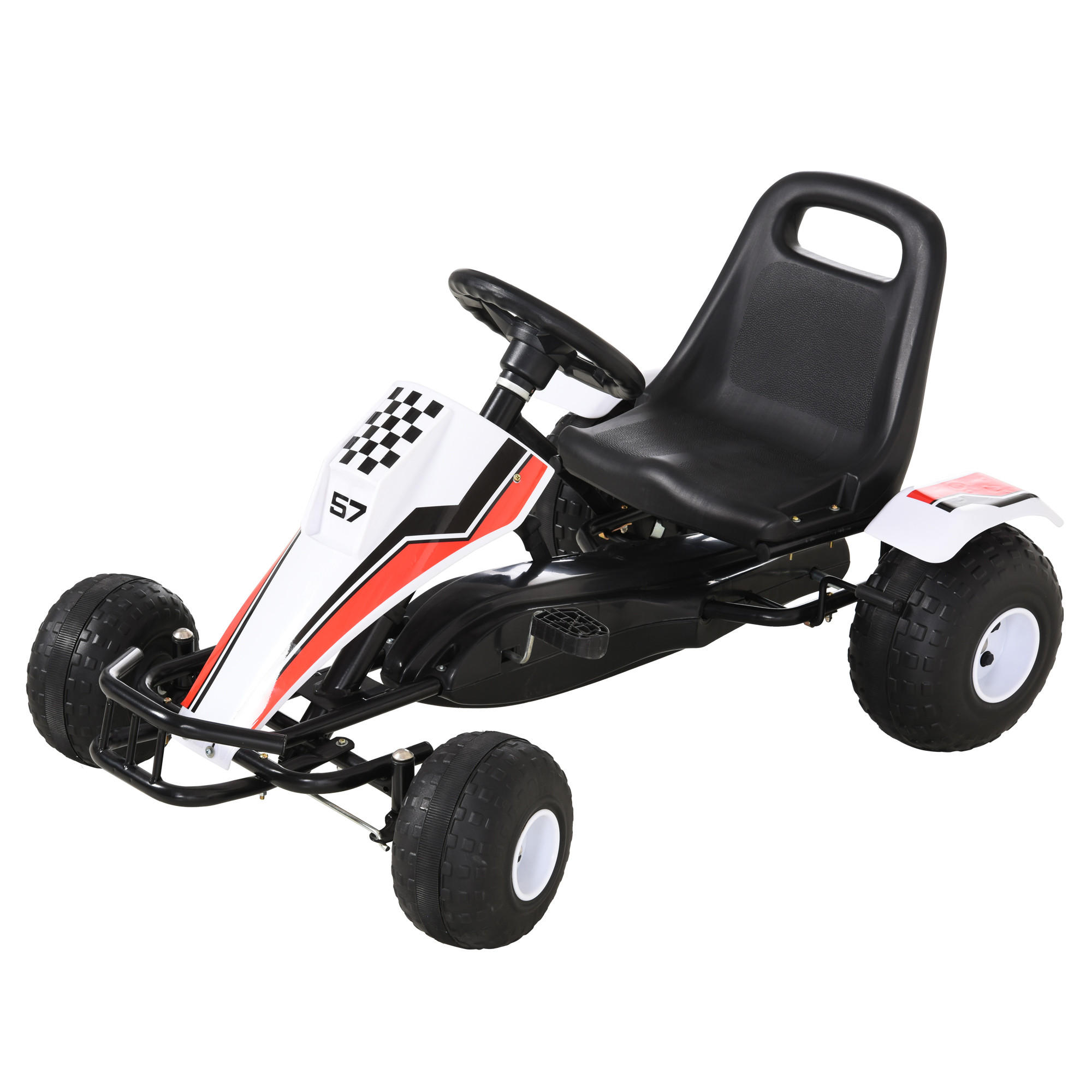 KINDER GO KART TRETAUTO, Weiß, Stahl+ - Weiß, Metall (104/66/57cm) - HOMCOM