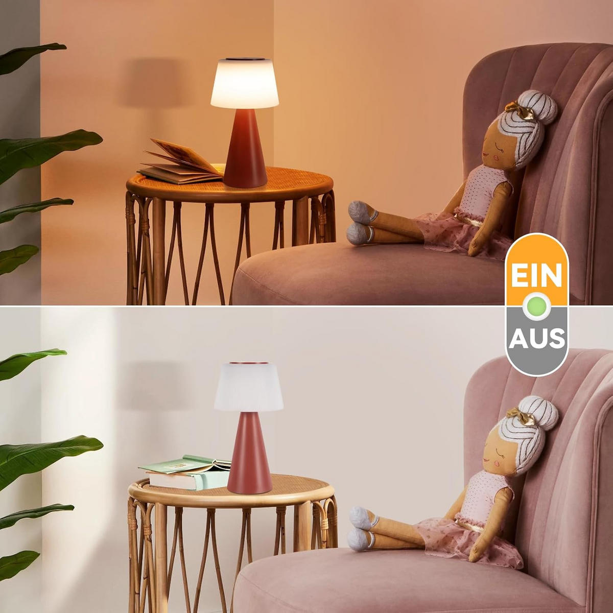 TISCHLEUCHTE Heller 13/24/13 cm - Rot, Metall (13/13/24cm) - ZMH