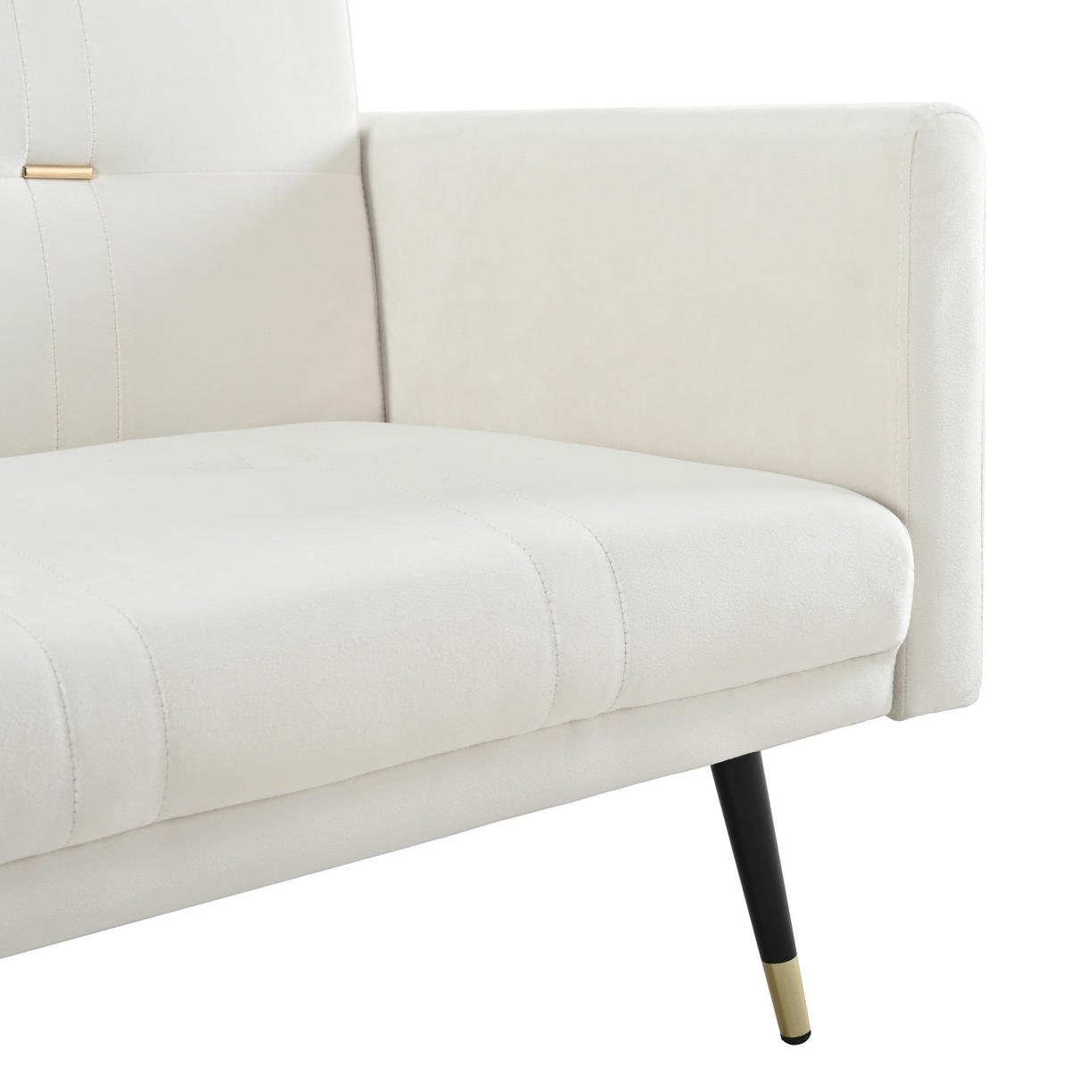 2-SITZER Schlafsofa aus Samt in Beige mit verstellbaren Rückenlehnen - Beige, Textil (164/70/89cm) - Modfu