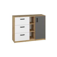 KOMMODE Fini Artisan Eiche / weiß / anthrazit 120 / 42 / 93cm - Anthrazit/Braun, Holz/Holzwerkstoff (120/93/42cm) - Feldmann-Wohnen