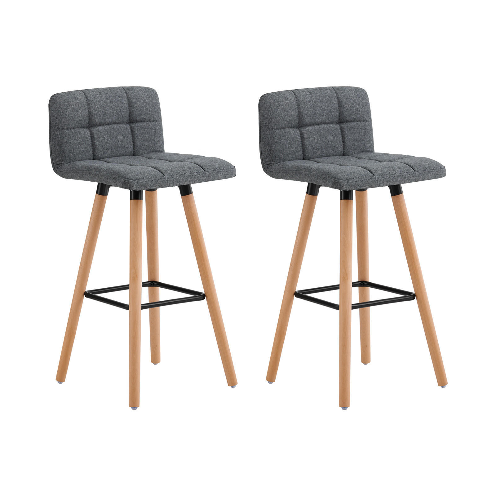 BARHOCKER 2er Set Kautschukholz Polyester - Grau, Holzwerkstoff (44/90/44cm) - SoBuy