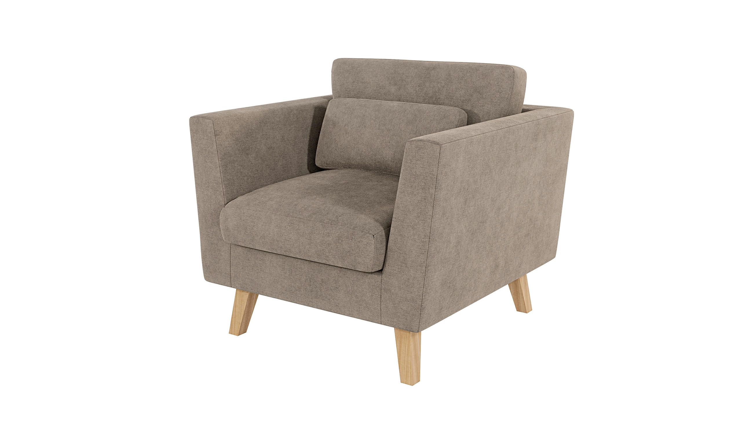 SESSEL Mario Dunkelbeige Microfaser - Beige/Naturfarben, Holz/Textil (96/90/89cm) - S-Style Möbel