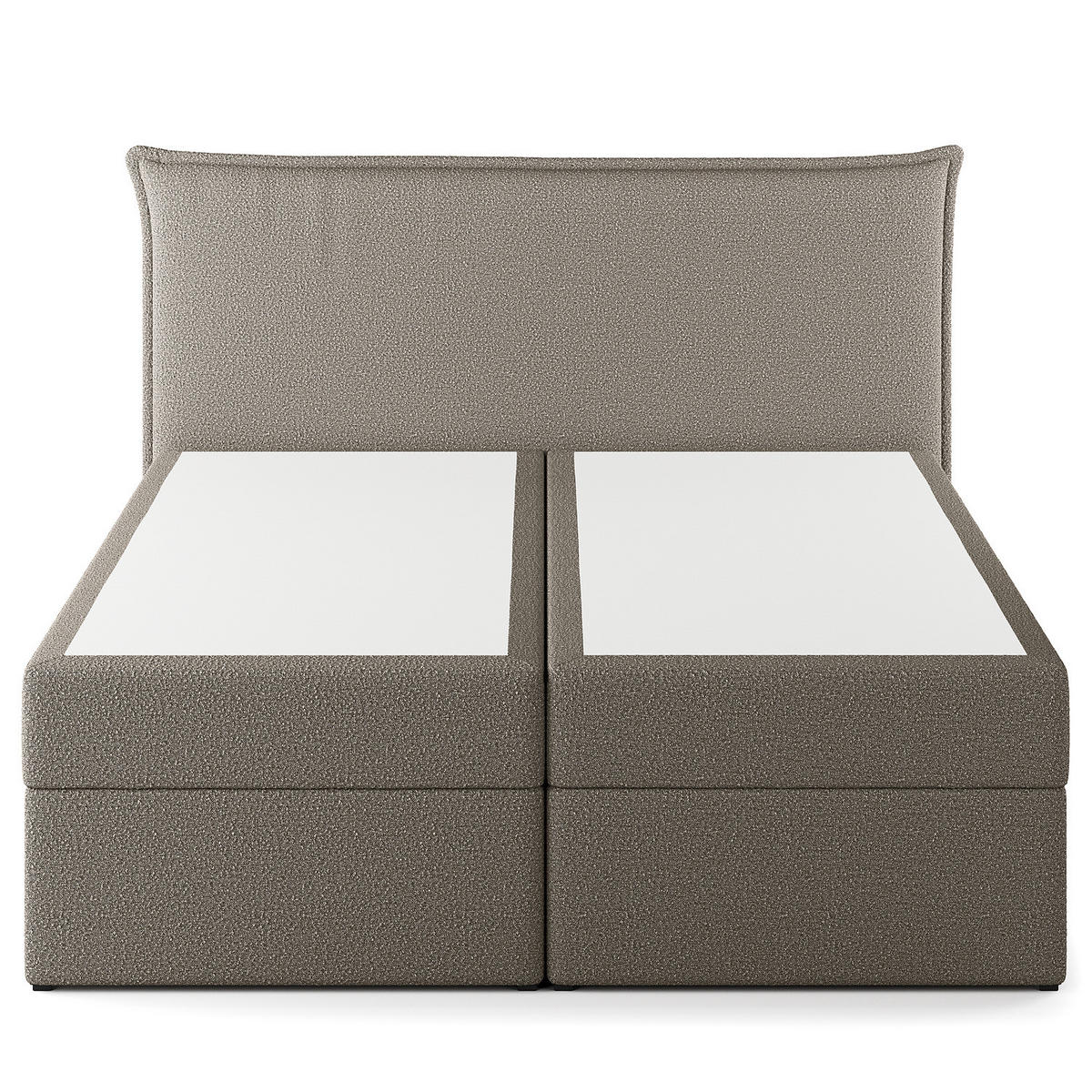 BOXBETT mit Stauraum - Bouclé - Grau, Holzwerkstoff/Textil (180/200cm) - home24