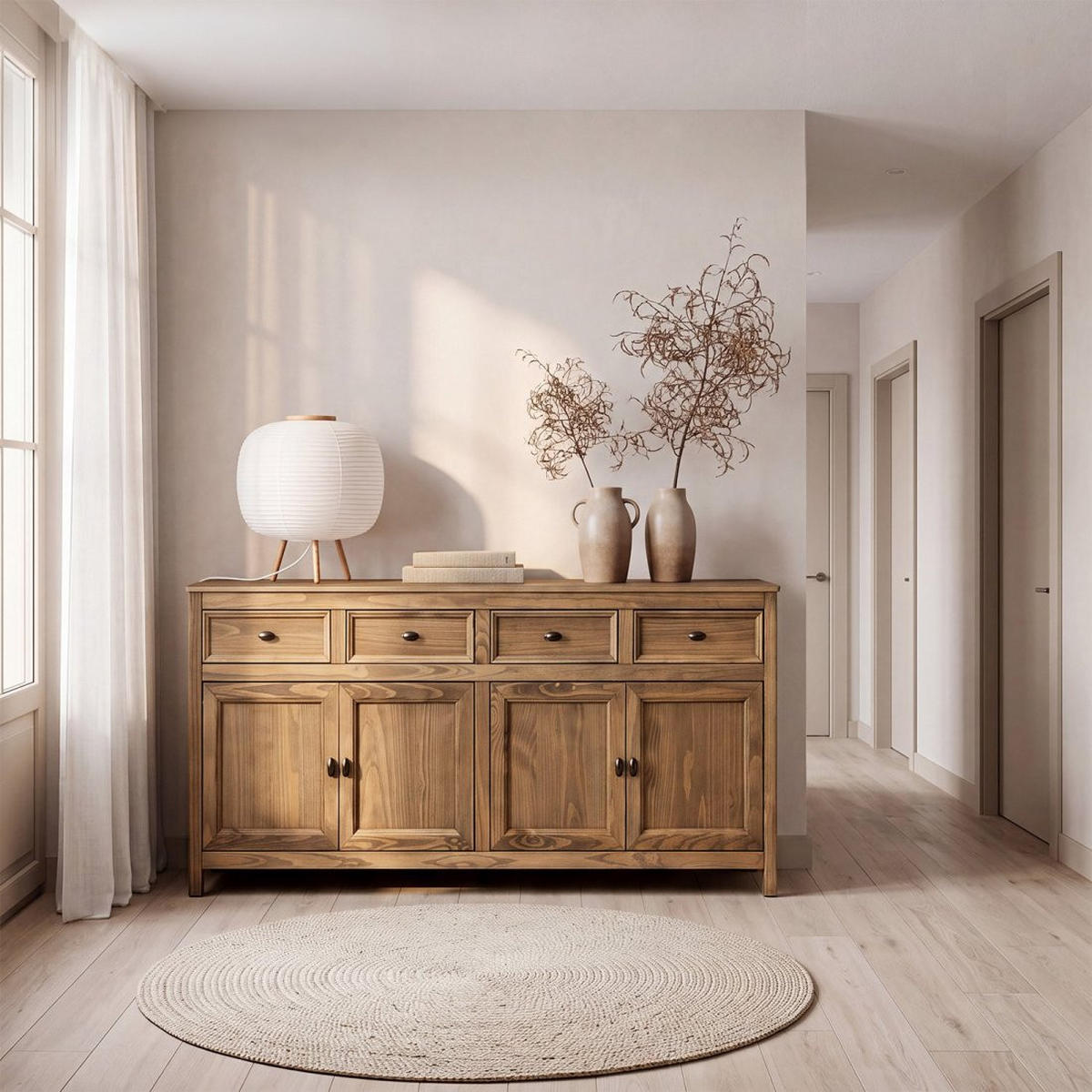 ANRICHTE NIEDRIGE Serena Natürlich 180 cm x 82 cm - Naturfarben, Holz (180/82/39cm) - Klast Home