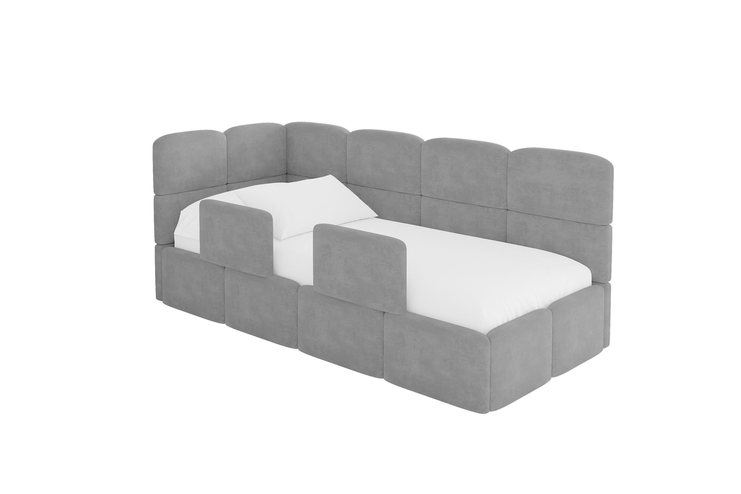 EINZELLBETT Jugendbett mit Bettkasten und Matratze H3/H4, Rechts - KIVY 80x200 Grau - Silberfarben, Holzwerkstoff/Textil (80/200cm) - ALTDECOR