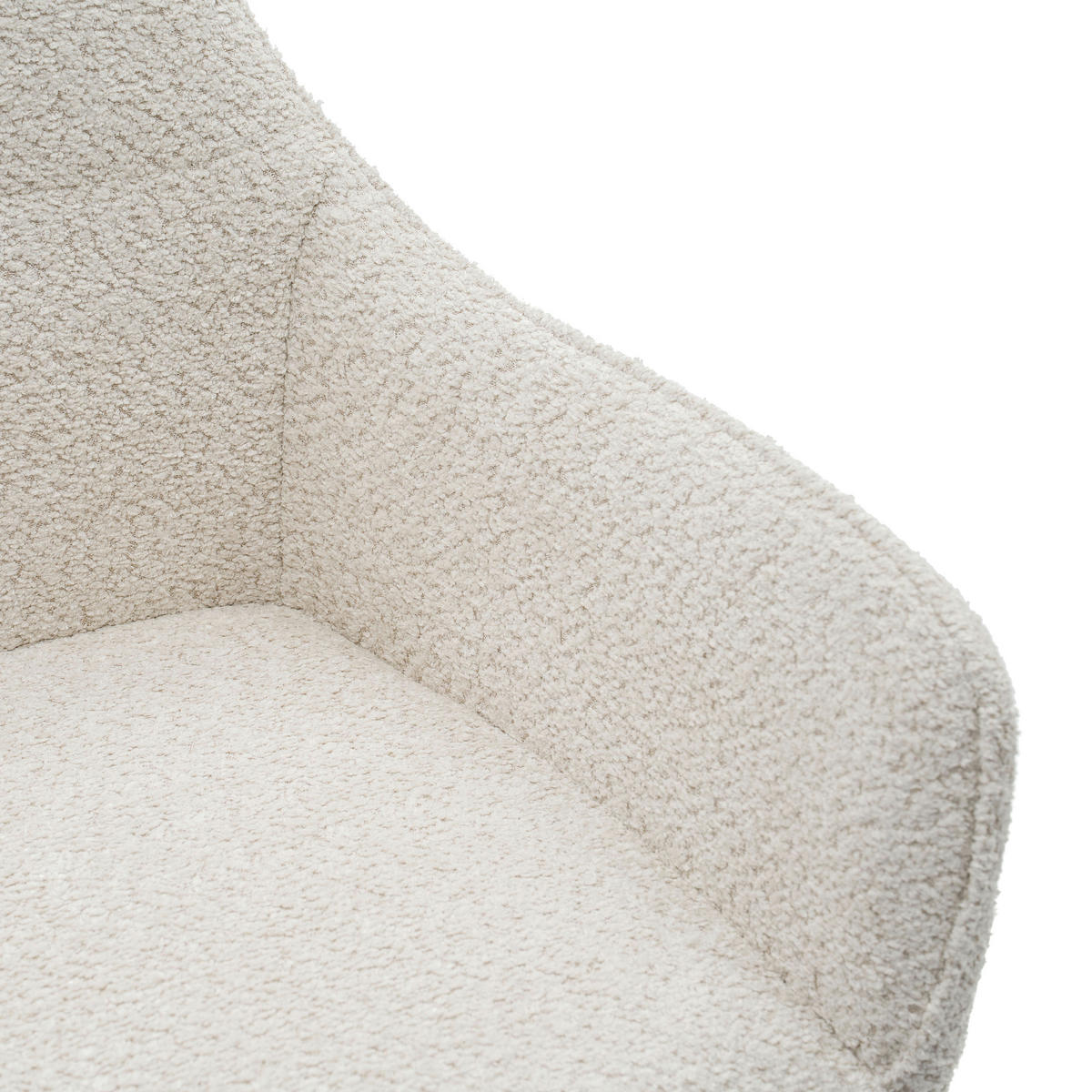 STUHL QUATTRO drehbar gepolsterter mit Steppung - creme - Boucle - Creme/Schwarz, Textil/Metall (58/86/60cm) - NEW HOME