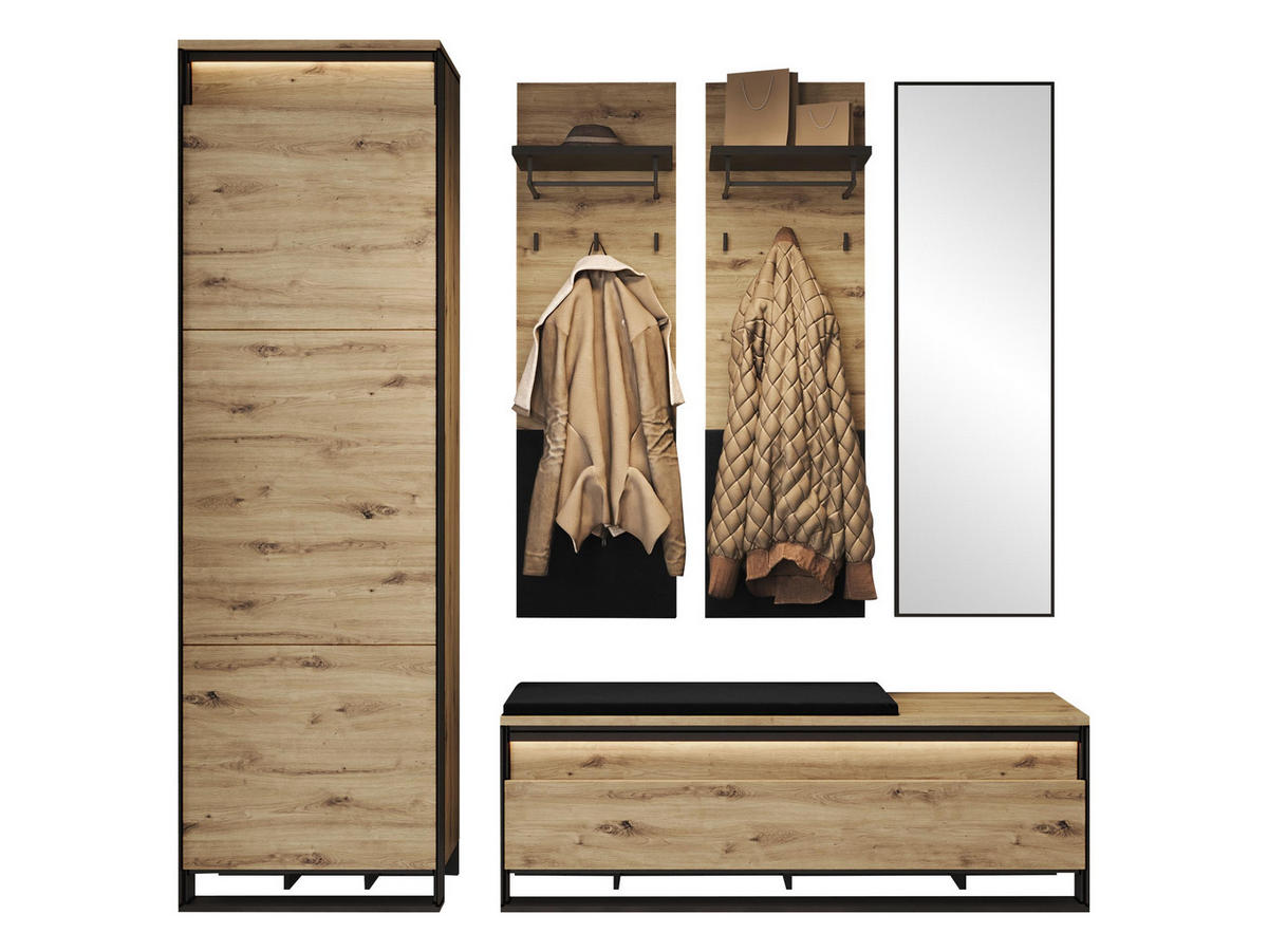 GARDEROBEN-SET Quant VIII - Eiche Artisan, Holzwerkstoff (60/200/40cm) - MIRJAN24