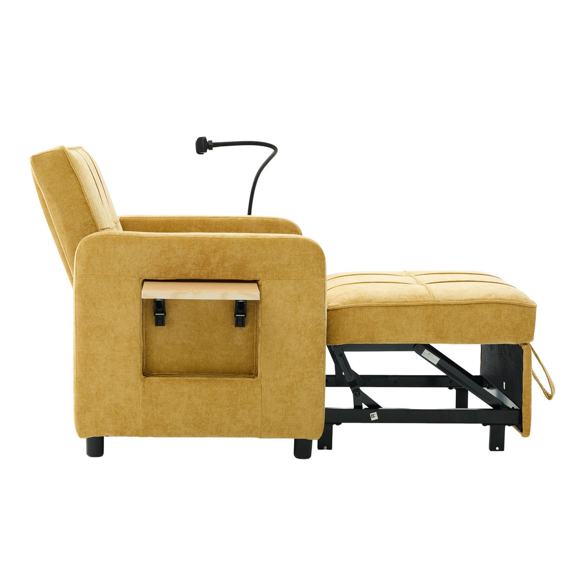 FERNSEHSESSEL Relaxsessel,Polsterliege mit Stauraum,Chenille,Gelb - Gelb, Textil (79/83/167cm) - LVHOM