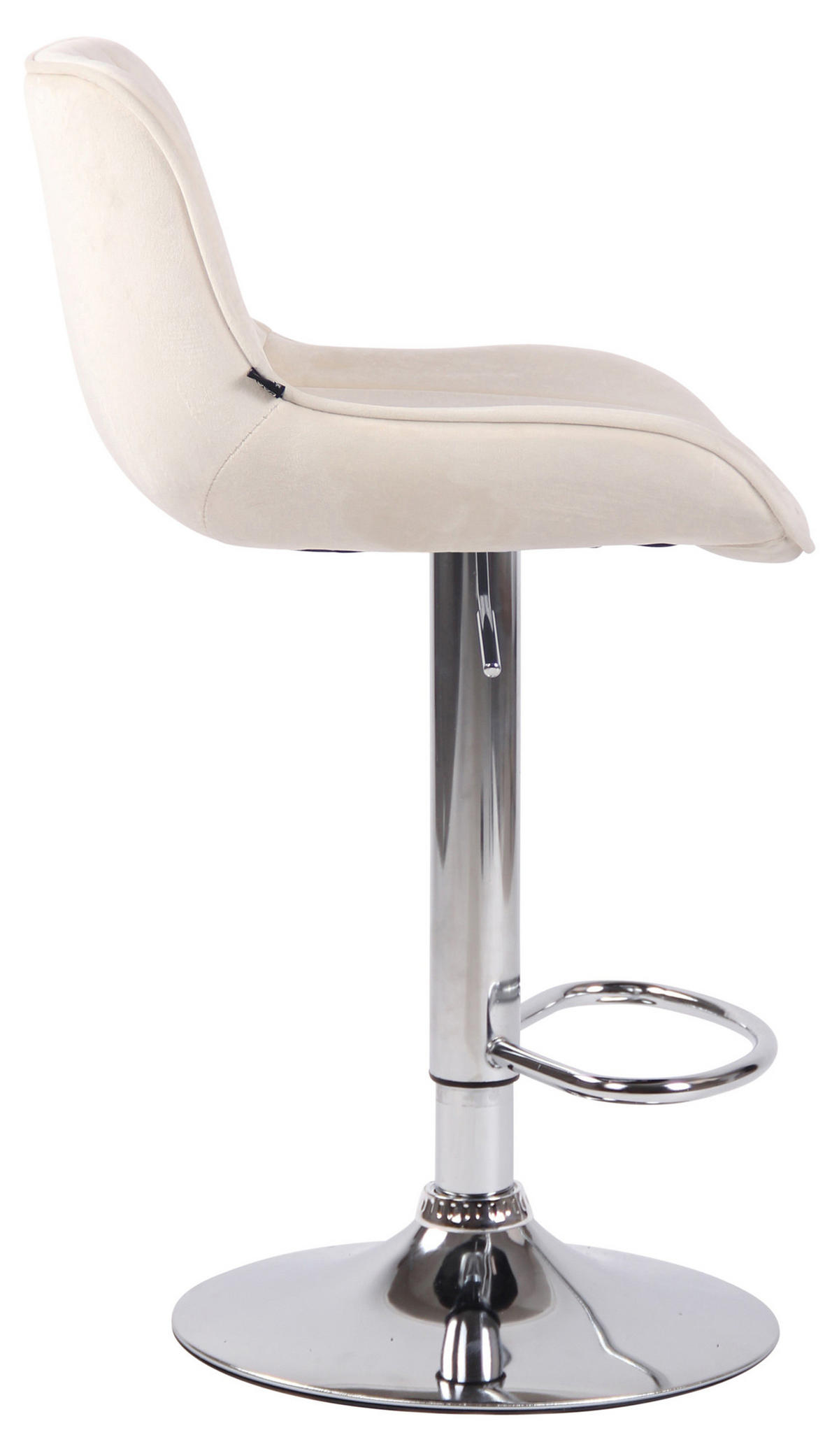BARHOCKER Lento, Gestell Metall in Chromoptik, Samt Creme - Chromfarben/Creme, Textil/Metall (50/100/50cm) - TPFLiving