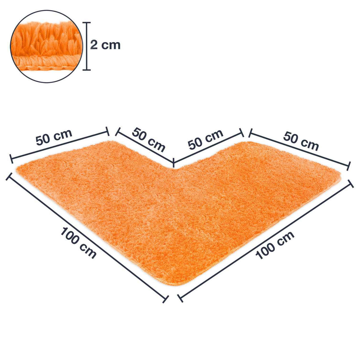 ECKBADEMATTE Florenz - Orange, Textil (100/100cm) - WohnDirect
