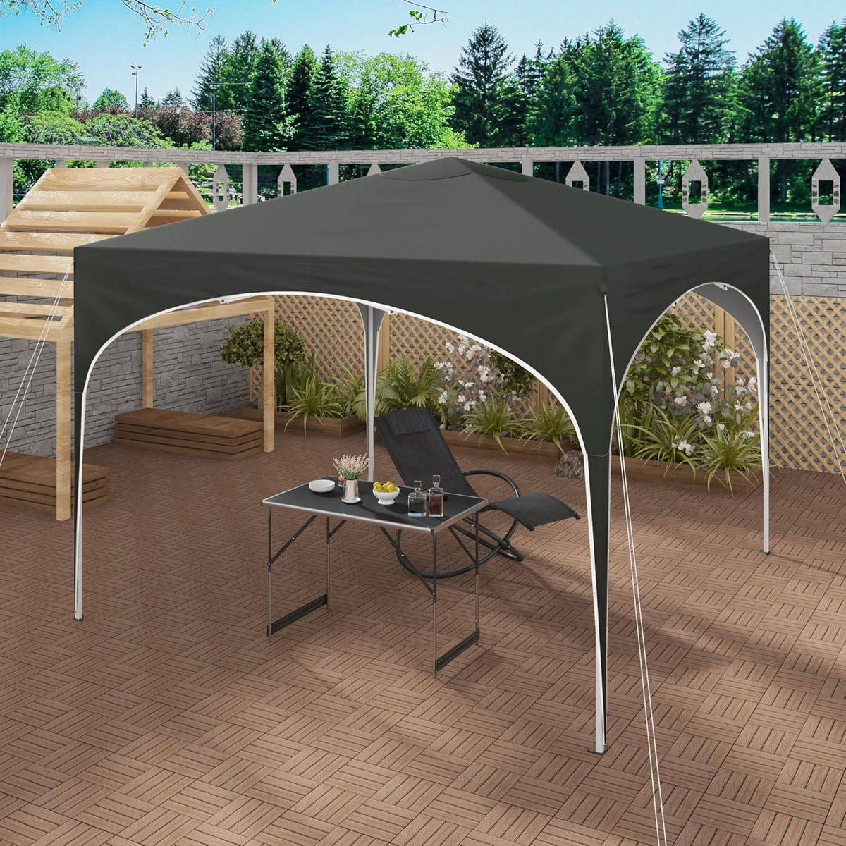 PAVILLON Faltbar wasserdichter Faltpavillon, aus Oxford Metallrahmen 3x3m - Grau, Metall (300/260/300cm) - Woltu