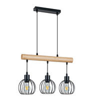 PENDELLEUCHTE Kivoril 50/14/160 cm - Schwarz, Holz/Metall (50/14/160cm) - ZMH