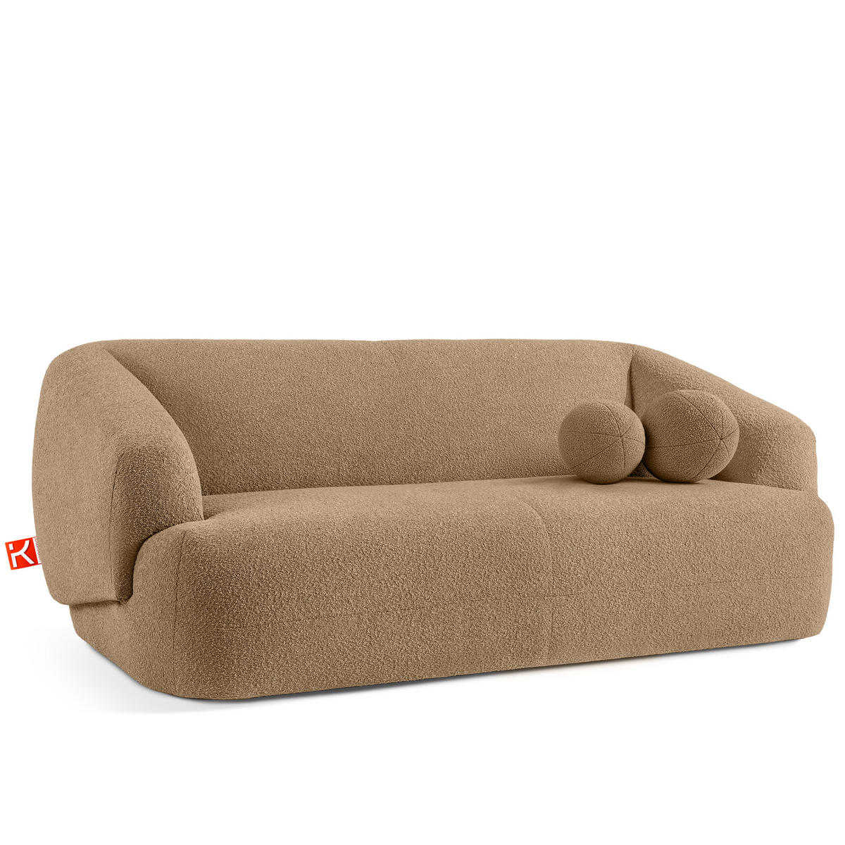 EINZELSOFA VIRA, Dunkelbeige, Bouclé - Schwarz/Braun, Holz/Holzwerkstoff (210/84/100cm) - KONSIMO®