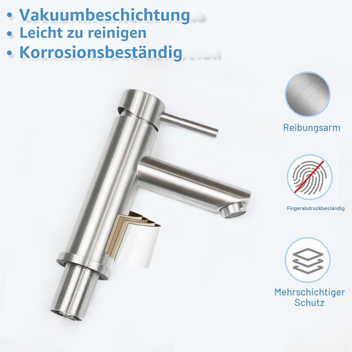 BADEZIMMERARMATUR, 17*16cm,silber - Silberfarben, Metall (29/7/21cm) - Vallsero