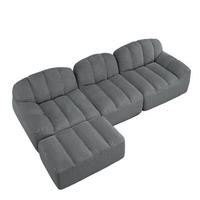 ECKSOFA DE-34312 3-Sitzer mit Ottoman Grau - Grau, Textil (165/288cm) - ComfortXL