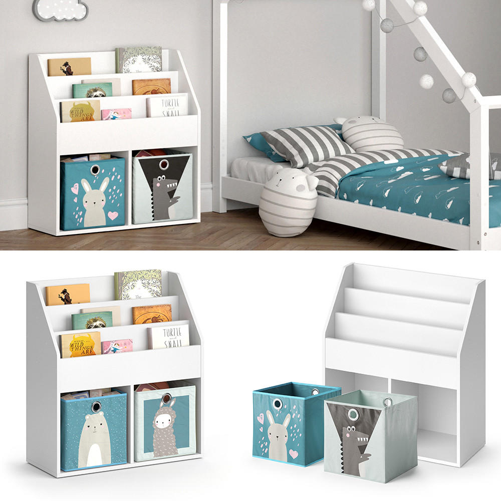 KINDERREGAL Luigi Weiß 72 x 79 cm mit 2 Faltboxen opt.6 - Weiß, Holzwerkstoff (72/79/30.7cm) - Vicco