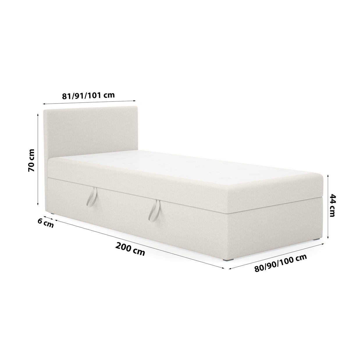 BOXBETT Verdig Mini Basic 90x200 Beige Links - Beige, Holz (90/200cm) - Fedve