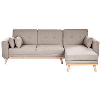 ROZKLÁDACÍ ROHOVÁ POHOVKA 3-místná Látka Béžová levostranná Kaarina - světle hnědá, textil (260/152cm) - Beliani