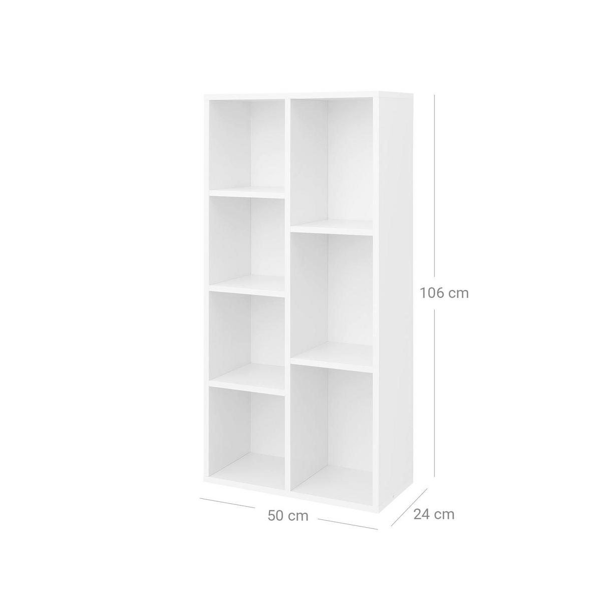BÜCHERREGAL WÜRFELREGAL - Weiß, Holzwerkstoff (24/106/50cm) - Hansiro