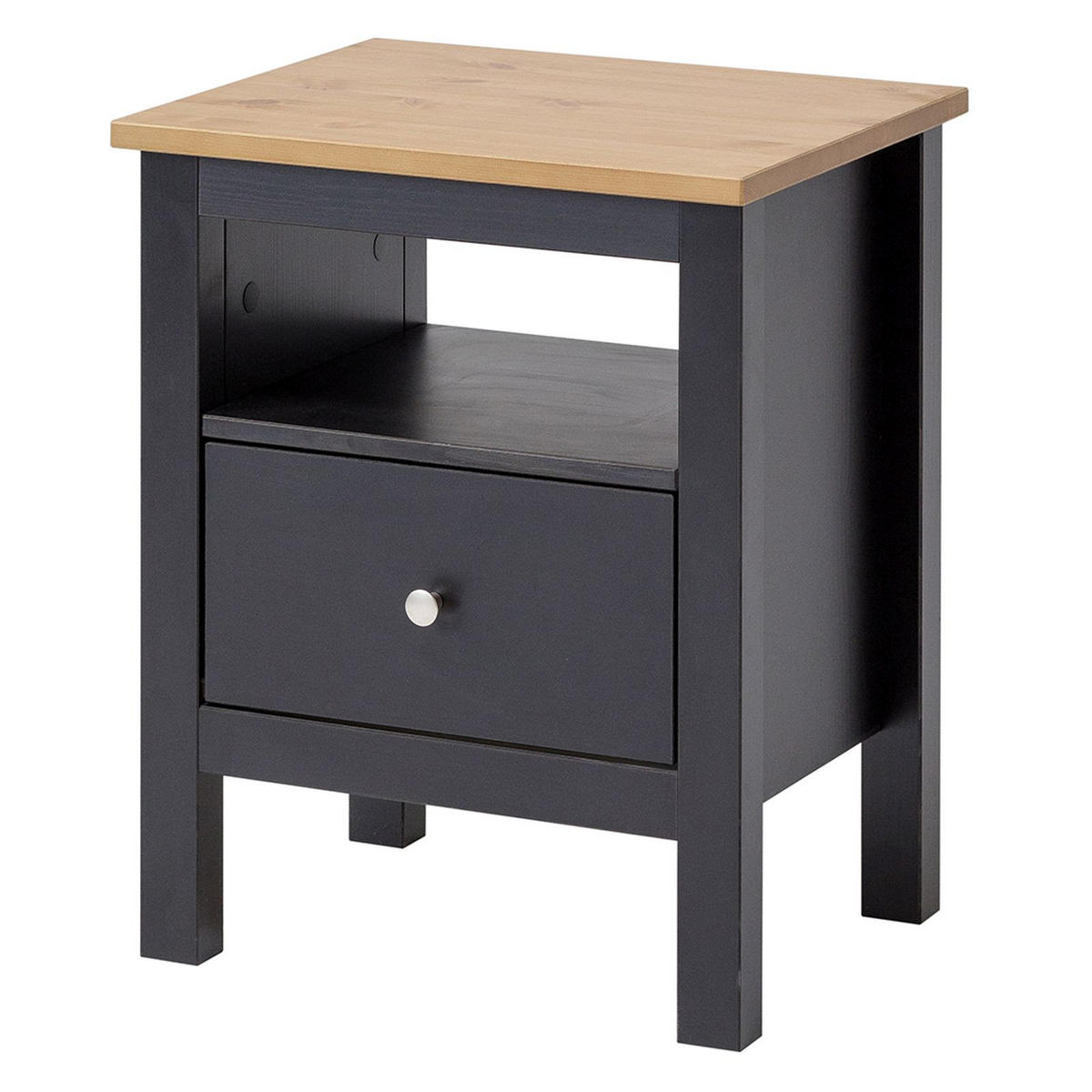 NACHTTISCH Massivholz 37/45/55 cm - Hellbraun/Schieferfarben, Holz (45/55/37cm) - hagge home