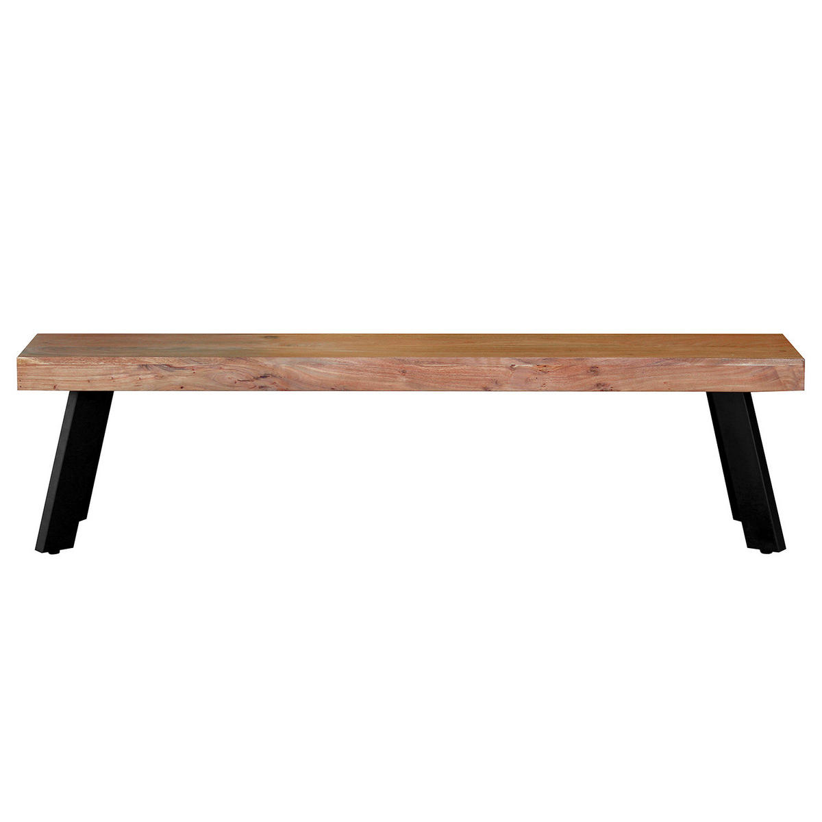 SITZBANK - Akazie massiv / Eisen - Akaziefarben, Holz (178/45/38cm) - home24