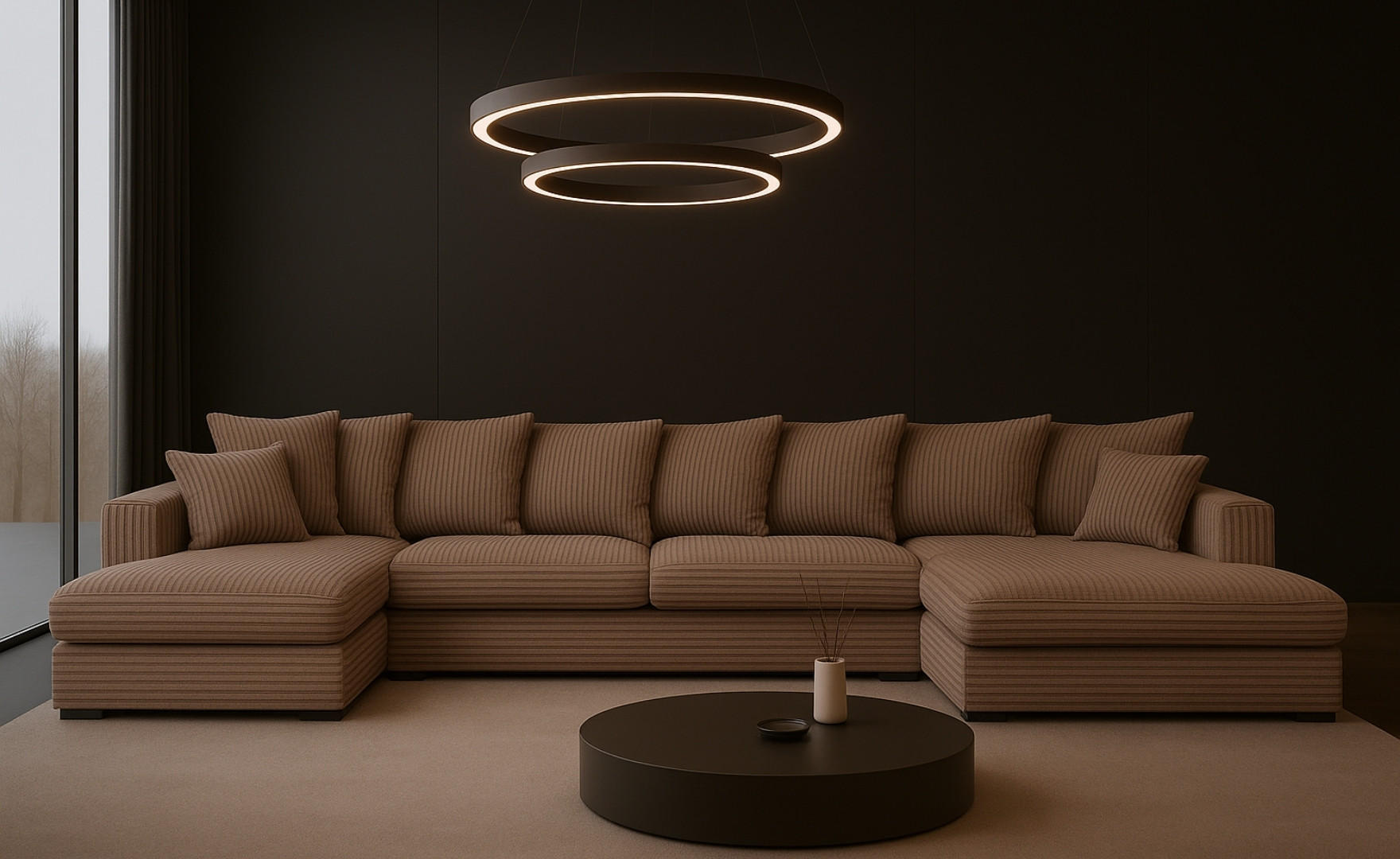 ECKSOFA mit Schlaffunktion und Bettkasten Couch U-form Gabon Stoff Zoom Braun - Braun, Holz (373/155cm) - Kaiser Möbel