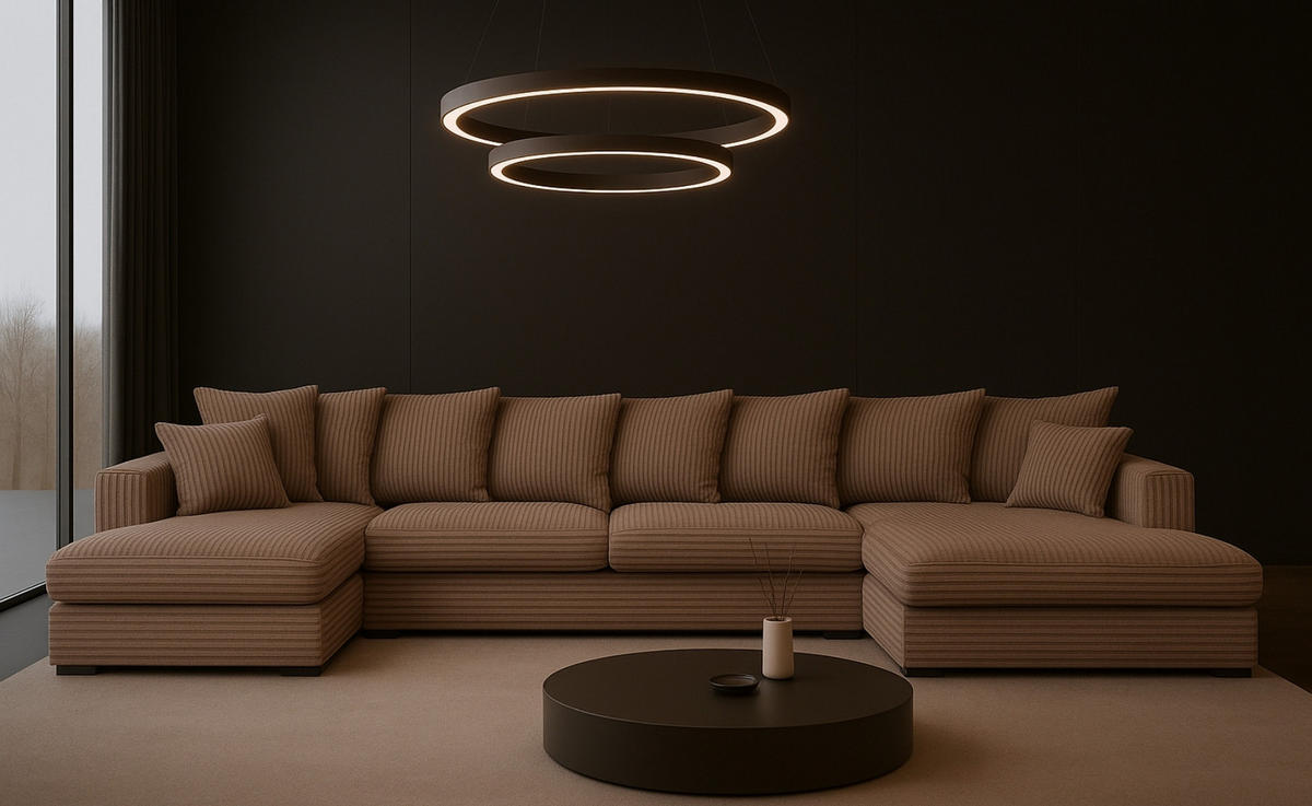 ECKSOFA mit Schlaffunktion und Bettkasten Couch U-form Gabon Stoff Zoom Braun - Braun, Holz (373/155cm) - Kaiser Möbel