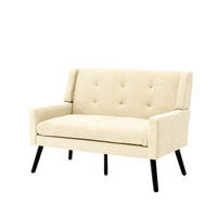 SITZBANK 2-Sitzer Knopfpolsterung Massivholzbeine, DE-42380, Beige - Beige, Holzwerkstoff (75/88/120cm) - ComfortXL