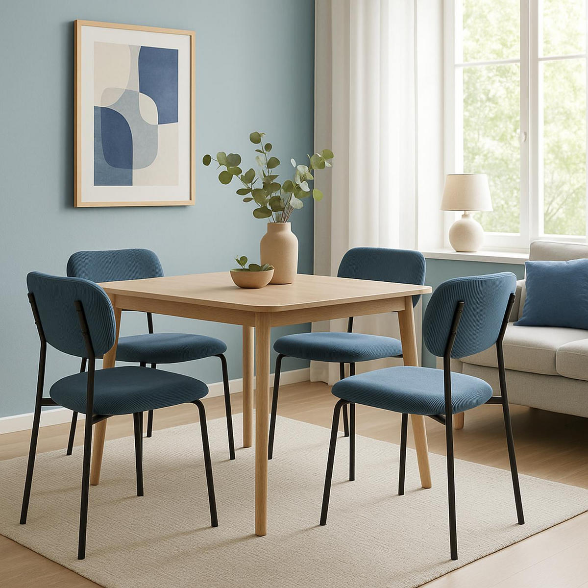 ESSZIMMERSTUHL Blau 2er-Set - Blau, Textil (44/83/52cm) - MCW