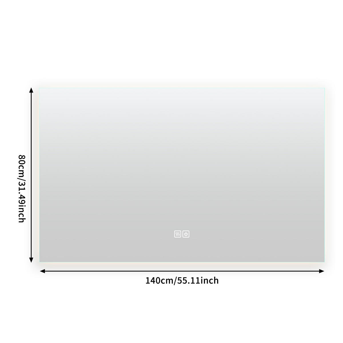 BADEZIMMERSPIEGEL mit LED, Rechteck 80 x 140 cm, Anti-Beschlag und 3 Anpassbare Helligkeit - Transparent, Glas (140/4/80cm)