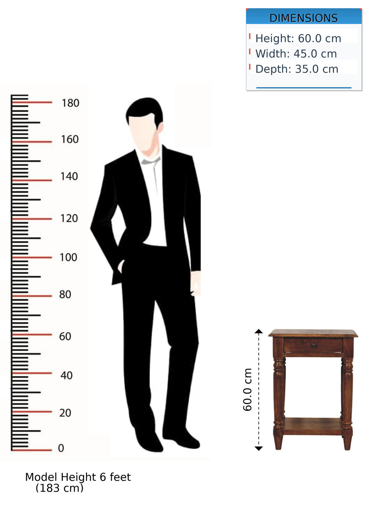 BEISTELLTISCH Rich-Kastanien-Finish, 1 Schublade, 1 großes Regal, Braun - Dunkelbraun, Holz (45/35/60cm) - Artisan Furniture