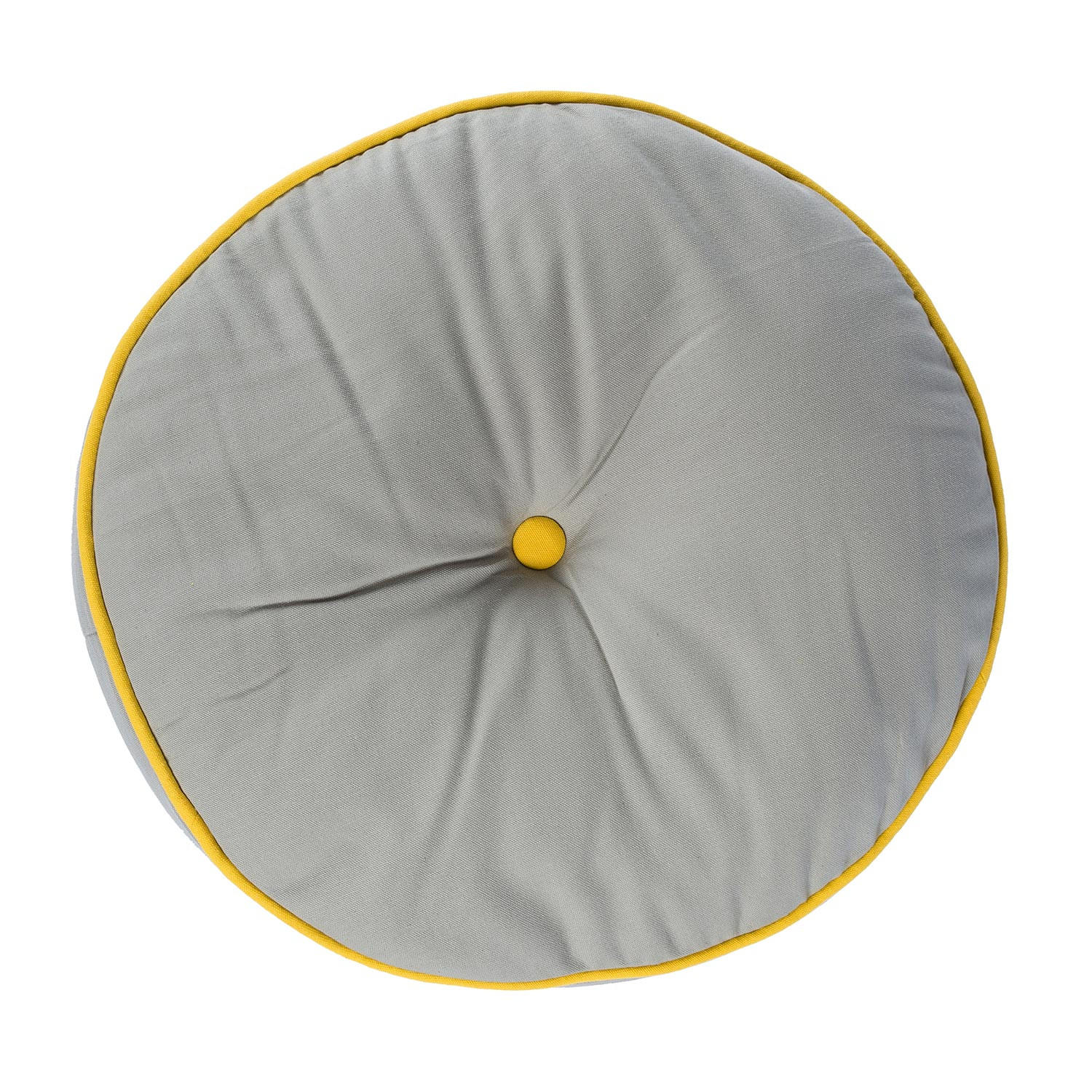 BODENKISSEN rund, grau-gelb, Ø 43/7 cm - Gelb/Grau, Textil (43/43/7cm) - Homescapes