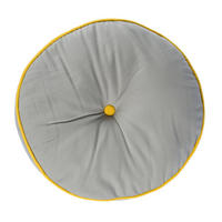 BODENKISSEN rund, grau-gelb, Ø 43/7 cm - Gelb/Grau, Textil (43/43/7cm) - Homescapes