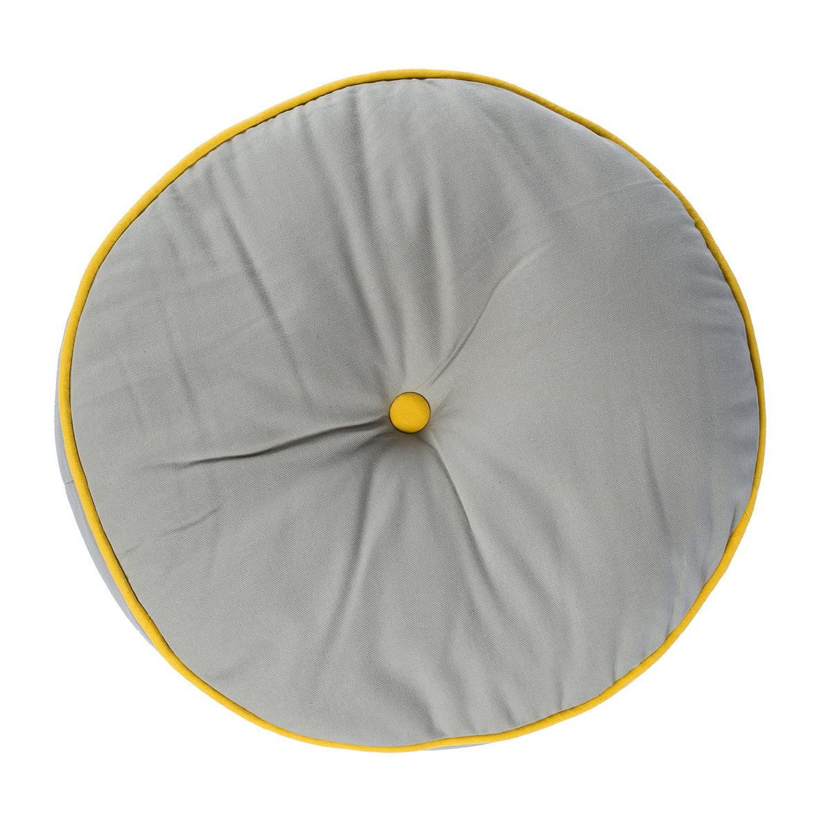 BODENKISSEN rund, grau-gelb, Ø 43/7 cm - Gelb/Grau, Textil (43/43/7cm) - Homescapes