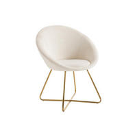 STUHL - Bouclé-Stoff & goldfarbenes Metall - Weiß - BURBAN - Weiß, Textil (57.5/83/70cm) - Vente-Unique