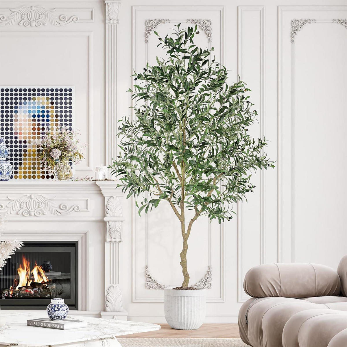 KUNSTBAUM Olivenbaum 210 cm - Olivgrün, Kunststoff (210cm)