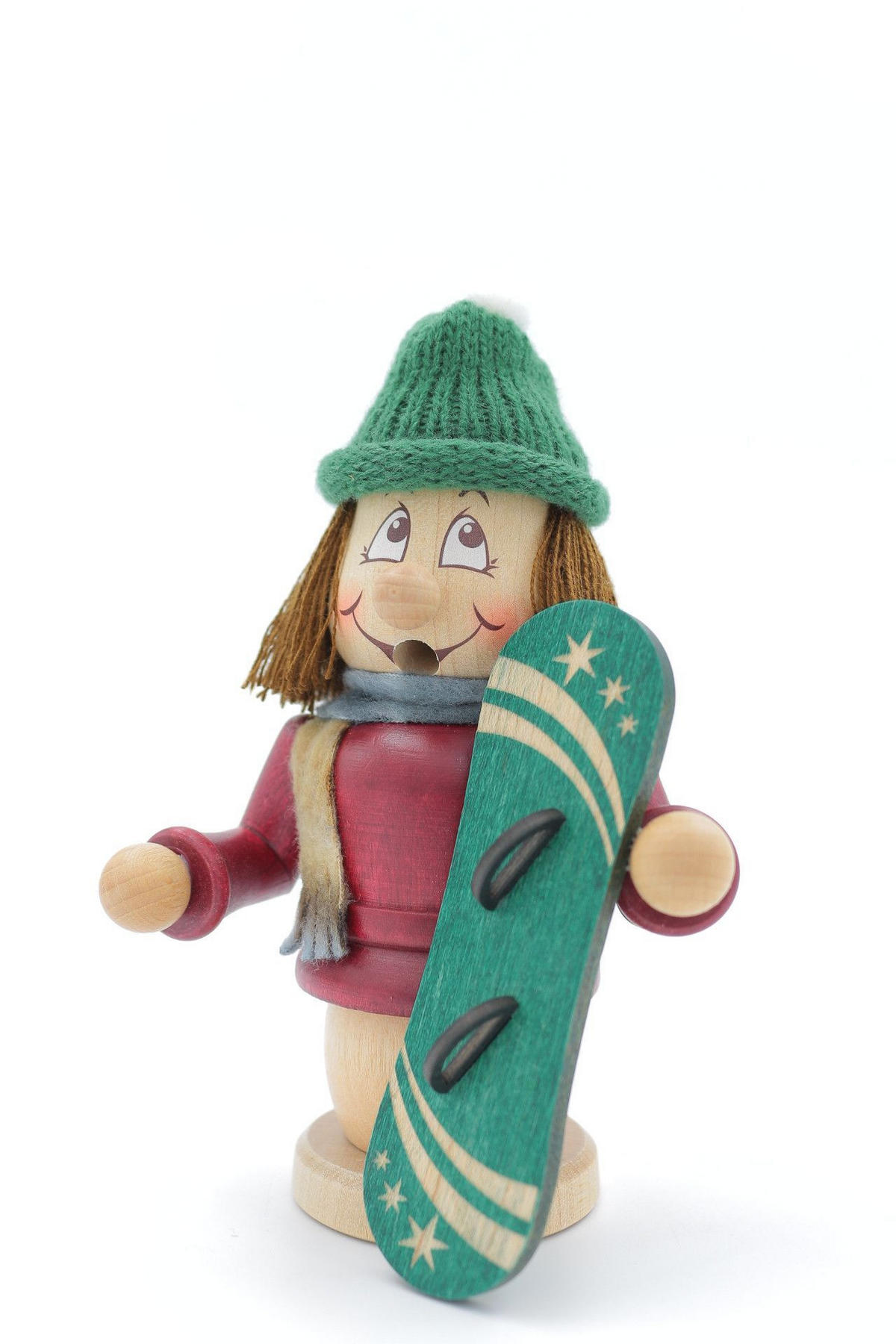 RAUCHFIGUR Wichtel Snowboarder 15cm - Multicolor, Holz (9/15/0.1cm)