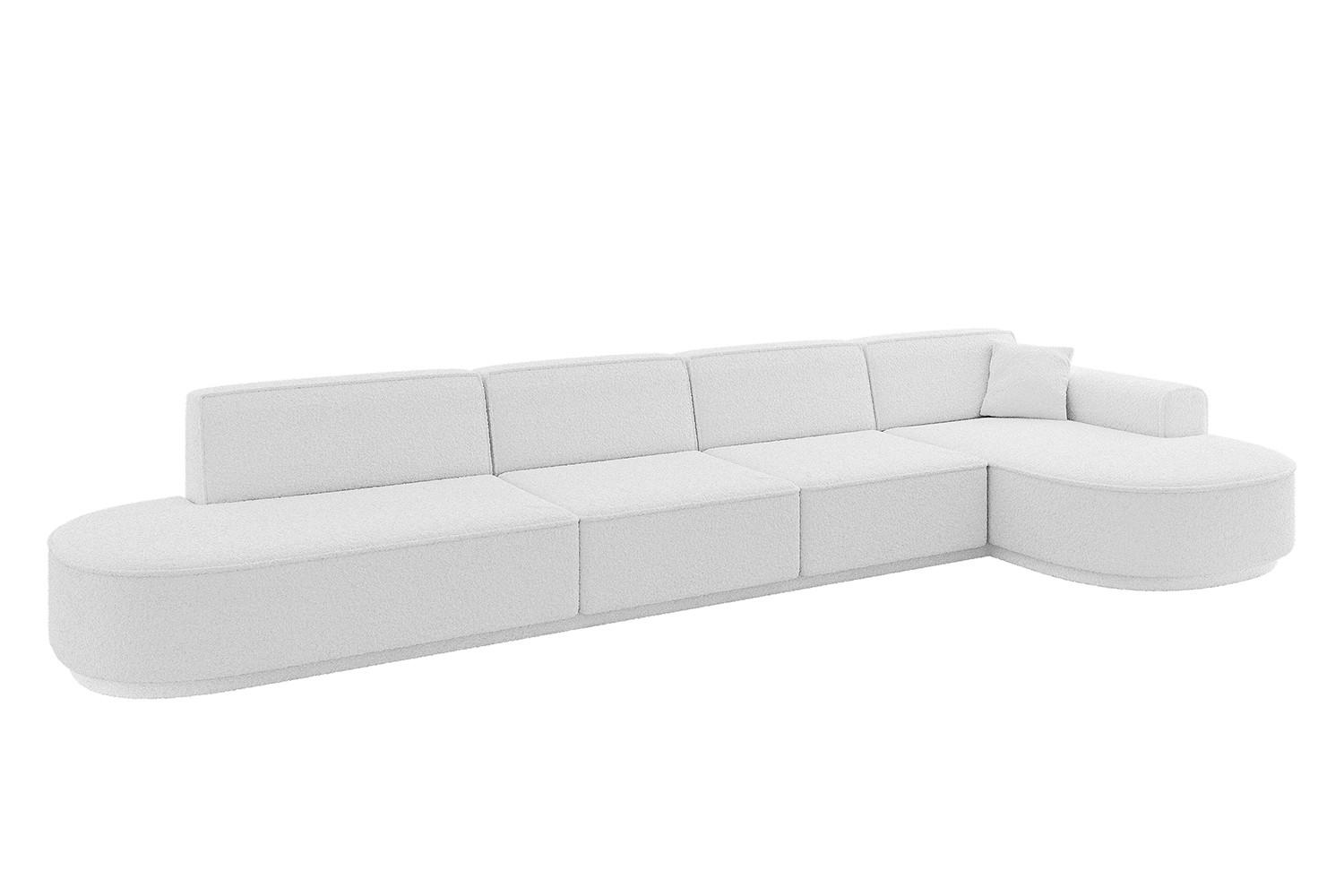 ECKSOFA Ottomane Rechts MARI-L3 - 402x163x81 cm Weiß Bouclé - Schwarz/Weiß, Holzwerkstoff/Kunststoff (402/163cm) - ALTDECOR