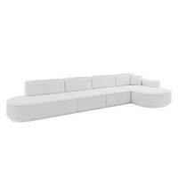 ECKSOFA Ottomane Rechts MARI-L3 - 402x163x81 cm Weiß Bouclé - Schwarz/Weiß, Holzwerkstoff/Kunststoff (402/163cm) - ALTDECOR