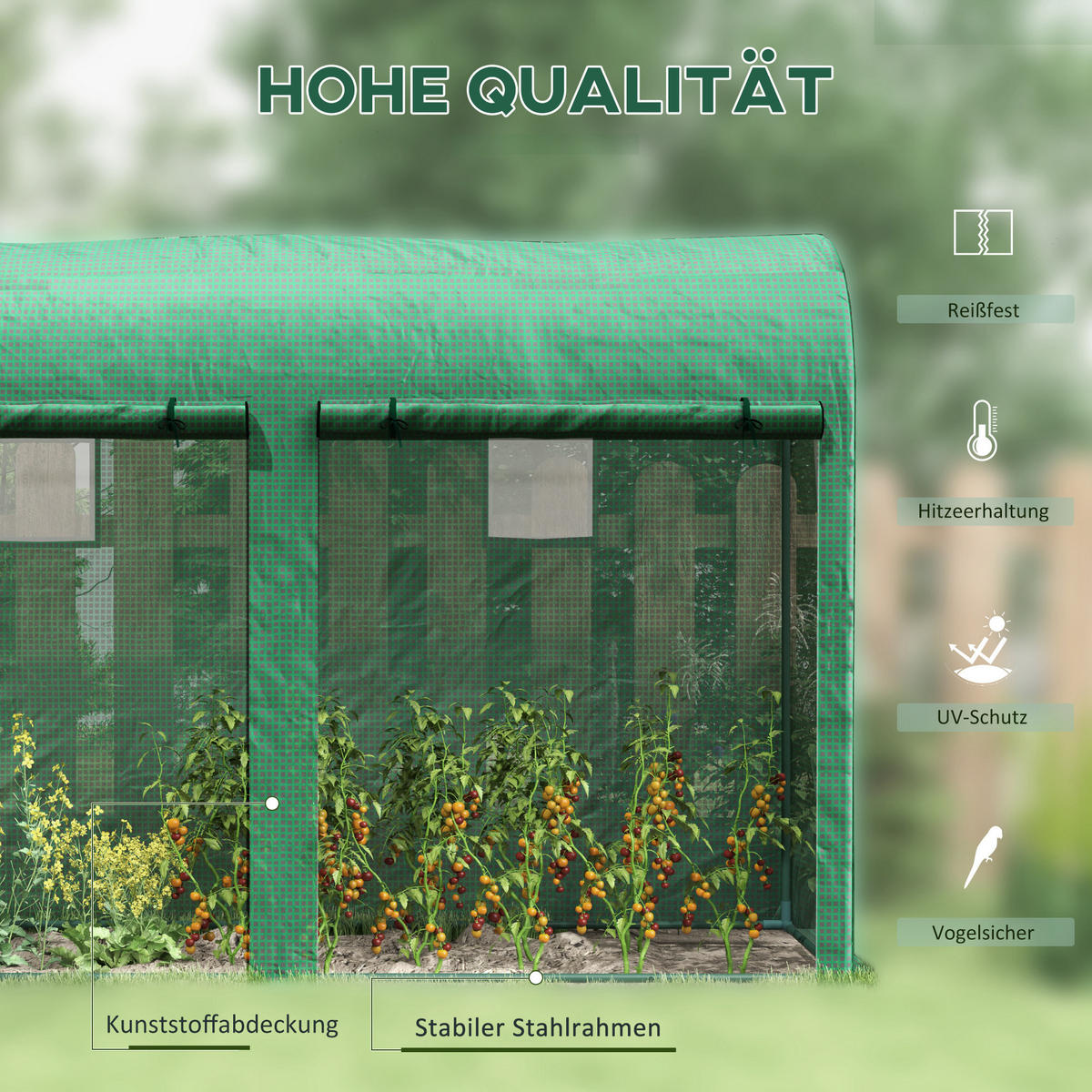 GEWÄCHSHAUS 300x100x200 cm grün - Grün, Kunststoff (300/200/100cm) - Fortuna Lai