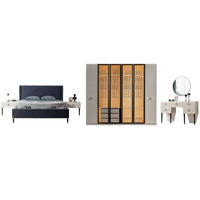 BETTANLAGE SAVANA Schlafzimmer-Set, 5-teilig, Schwarz, Bett mit Kopfteil, 2 Nachttische, Kleiderschrank und Kommode - Schwarz, Holzwerkstoff (160/200cm)