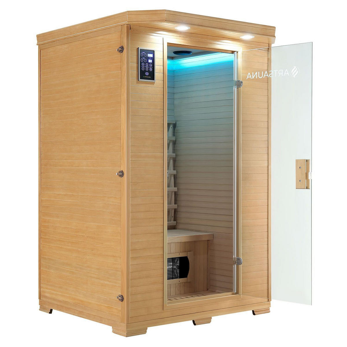 INFRAROTKABINE Oslo mit Keramikstrahlern & Hemlockholz - Naturfarben, Holz (120/190/100cm) - Artsauna