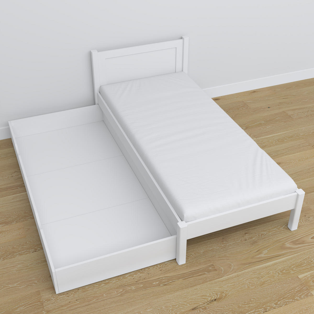BETT mit Schublade N02 Weiß 80/200 - Weiß, Naturmaterialien/Holz (80/200cm) - N-Wood